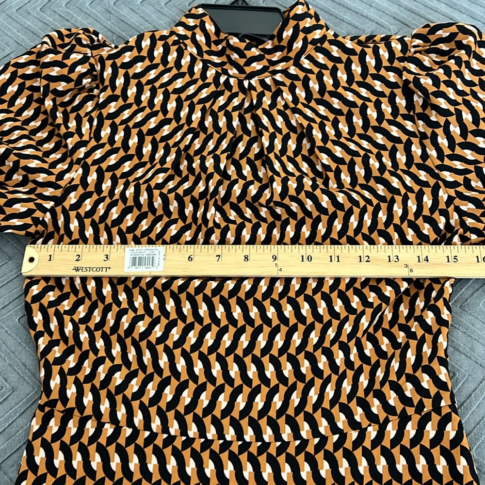NWT Who What Wear Geometric Print Puff Sleeve Dress - Picture 15 of 16